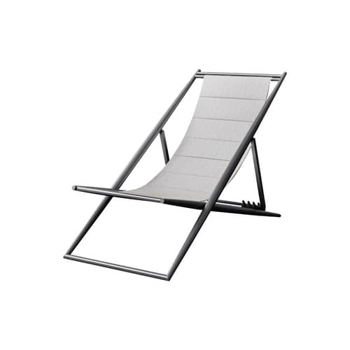 Chaise longue pliable inclinable Luce tissu gris / Légèrement rembourré - Unopiu - Anthracite - Aluminium, Mousse, Tissu acrylique