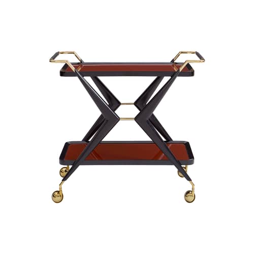 Chariot Trocadero - Jonathan Adler - Chariot Trocadero - Chêne teinté, Laiton, Verre laqué