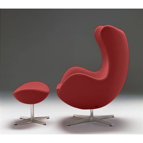 Repose-pieds Egg métal cuir marron - Fritz Hansen - Marron / Chromé - Aluminium poli, Cuir, Mousse, Résine