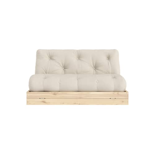 Canapé convertible Flip / L 145 cm - 3 positions - KARUP DESIGN - Beige 747 / Pin - Fibres recyclées mélangées, Mousse, Pin massif certifié FSC, Tissu