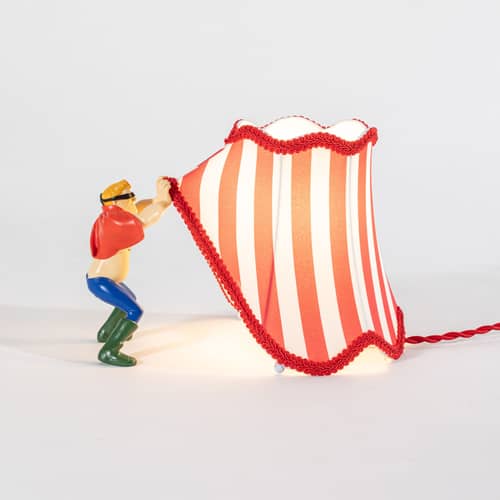 Lampada da tavolo Circus Abatjour - Super Jimmy tessuto rosso - Seletti - Super Jimmy - Resina, Tessuto poliestere