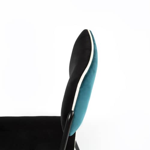 Double jeu Padded chair textile blue black / Velvet - Maison Sarah Lavoine - Sarah blue / Black - Foam, Lacquered steel, Velvet, Wood