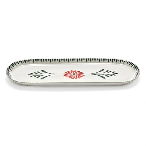 Set de 2 plats Bazaar / 33 x 14 cm - Serax - Vert & rouge - Grès