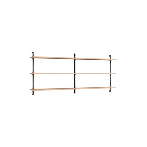 Regal Wall Shelving – ws.65.2 holz natur / B 162 x H 65 cm x Prof. 17,5 cm - MOEBE - Eiche natur / Schwarz - MDF Eichenfurnier, Stahl