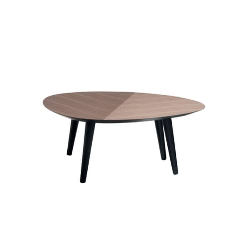 Table basse Tweed Mini Medium bois naturel / 96 x 99 cm - Zanotta - Noyer - Acier verni, Bois plaqué noyer
