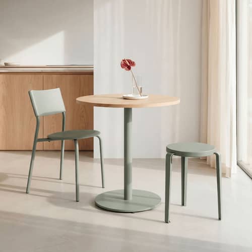Tabouret empilable Lou Chroma bois vert / Bois éco-certifié - TIPTOE - Gris eucalyptus - Acier, Bois éco-certifié