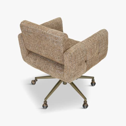 Bürosessel Valeria textil braun - NV GALLERY - Karamellfarbener Tweed / Messing Gebürstet - Eisen, High Density-Schaum, Tissu Tweed