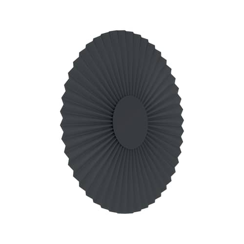 Applique Carmen LED tissu gris /Ø 50 cm - Double branchement : mural ou prise - Hartô - Gris ardoise - Métal laqué, Tissu plissé