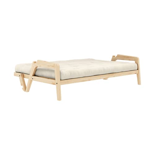 Canapé convertible Grab / L 204 cm - 3 places - KARUP DESIGN - Lin 914 / Pin clair - Fibres recyclées mélangées, Mousse, Pin massif certifié FSC, Tissu