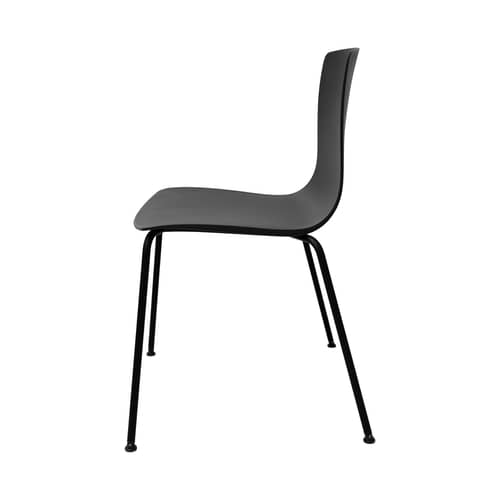 Chaise empilable Aava 02 noir / 4 pieds - Polypropylène recyclé - Arper - Noir - Acier, Polypropylène recyclé