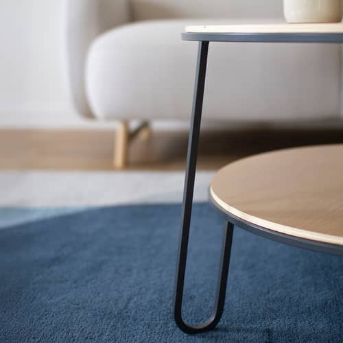 Eugénie Small Coffee table wood grey Ø 70 x H 40 cm - Hartô - Slate grey - Lacquered steel, MDF veneer oak