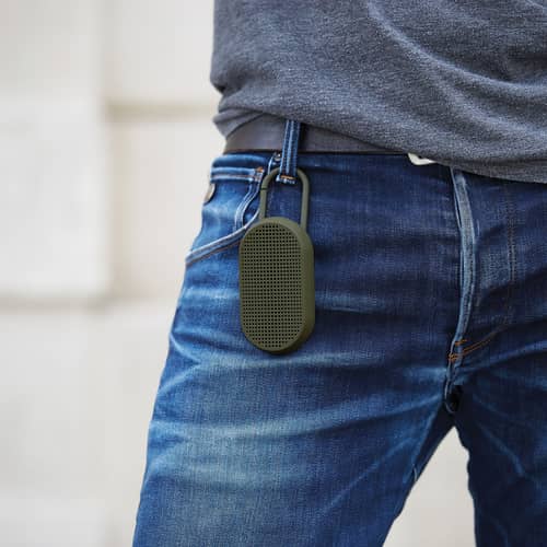 Enceinte Bluetooth Mino T - 5W plastique vert / Etanche - Mousqueton intégré / Station d\'accueil - Lexon - Vert kaki mat - ABS