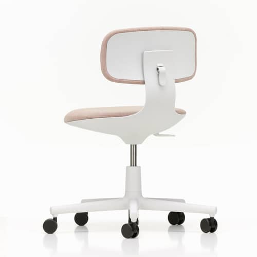 Fauteuil à roulettes Rookie tissu rose / H 39 à 51 cm - Vitra - Rose (tissu Tress) / Structure grise - Mousse polyuréthane, Polyamide, Polypropylène, Tissu