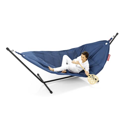 Hamac avec support Headdemock Deluxe noir / Polyester - Avec coussin & housse - Fatboy - Noir - Acier, Mousse, Tissu polyester