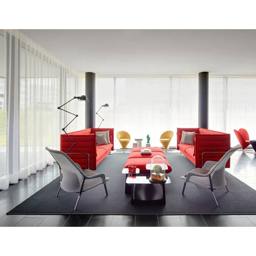Fauteuil pivotant Heart Cone Chair / By Verner Panton, 1959 - Vitra - Tissu rouge Tonus / Pied acier satiné - Acier inoxydable, Mousse polyuréthane, Plastique renforcé de fibre de verre