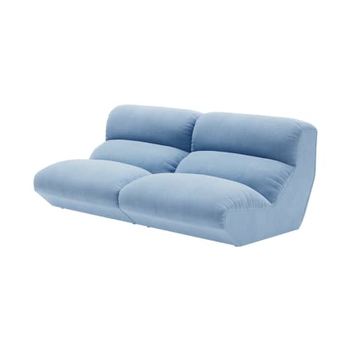 Canapé 2 places Hi Lo - Configuration A / L 220 cm - Modulable - &tradition - Bleu (Gentle 0733) - Bois certifié FSC, Mousse HR certifiée, Ouate de polyester, Ressorts, Tissu Ecolabel