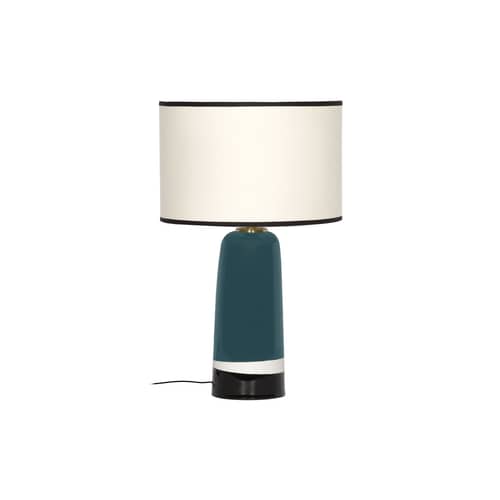 Lampada da tavolo Sicilia Small ceramica blu / H 49 cm - Ceramica - Maison Sarah Lavoine - Blu Sarah - Ceramica, Cotone