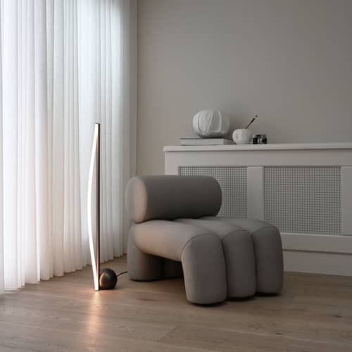 Lampadaire Bow métal marron / H 100 cm - 101 COPENHAGEN - Bronze / Tube blanc - Acrylique, Fer