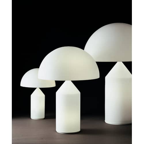 Lampe de table Atollo Medium verre blanc / H 50 cm / Vico Magistretti, 1977 - O luce - Blanc opalin (verre) - Verre de Murano soufflé