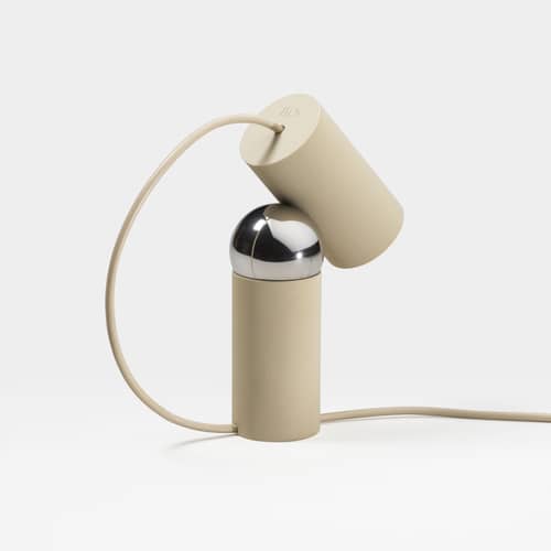 Lampe de table Bilboquet plastique beige / Orientable - Flos - Lin - Acier, Polycarbonate