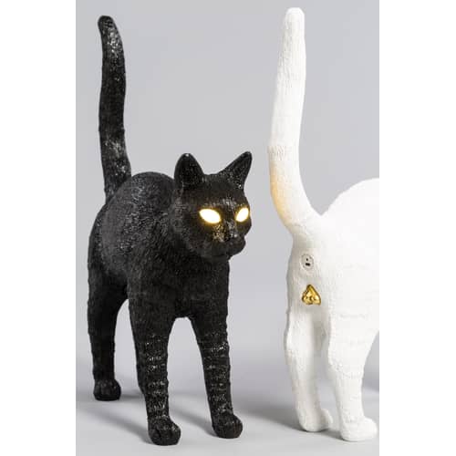 Lampe sans fil rechargeable Jobby the Cat plastique noir / L 46 x H 52 cm - Seletti - Noir - Résine