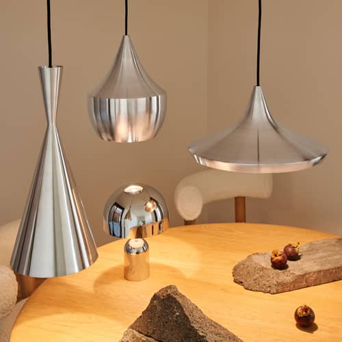 Unbeaten Fat LED Pendant metal silver / Ø 24 cm x H 30 cm - Tom Dixon - Natural aluminium - Spun aluminium