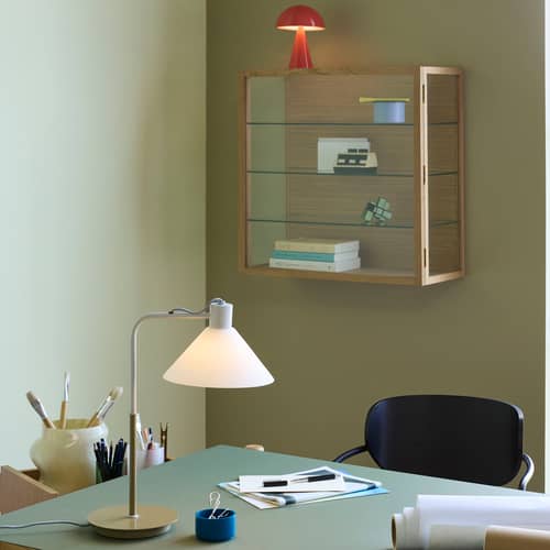 Rangement mural Poetic Large / Vitrine - 60 x 60 cm / Avec porte - HÜBSCH - 60 x 60 cm / Chêne - MDF plaqué chêne, Verre