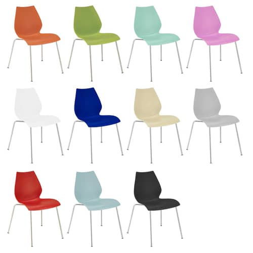Stapelbarer Stuhl Maui plastikmaterial grau - Kartell - Hellgrau - Polypropylen, verchromter Stahl