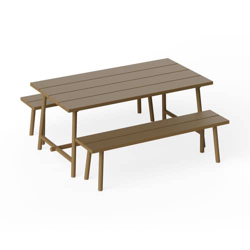 Table rectangulaire Fred\'s métal marron / 170 x 90 cm - 6 personnes - Fatboy - Marron Mochaccino - Aluminium