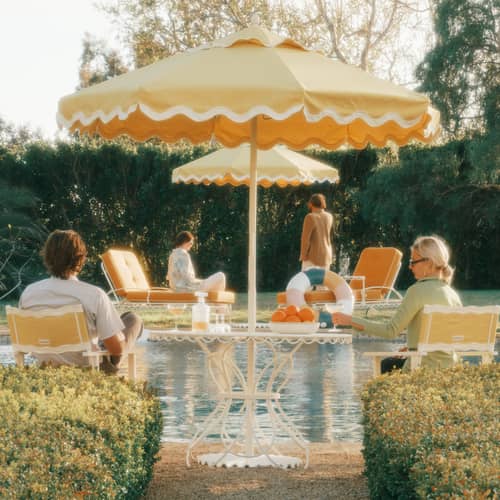 Table ronde Al Fresco métal blanc / Ø 120 cm - Trou pour parasol - BUSINESS & PLEASURE - Blanc Antique - Acier