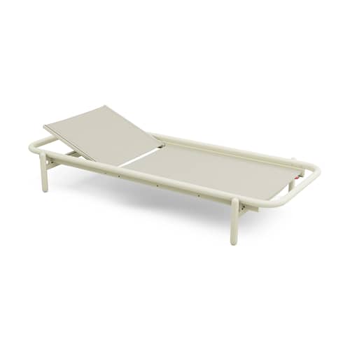 Transat inclinable Sunbun / Matelas inclus - Fatboy - Structure Desert / Coussin rayé orange - Aluminium thermolaqué, Mousse, Tissu oléfine, Toile