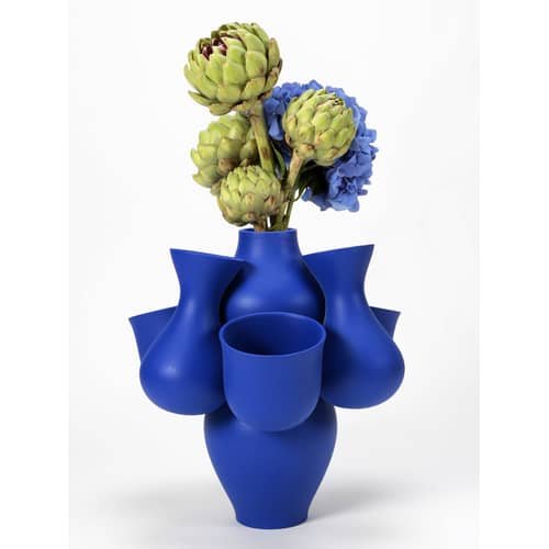 Vase Qucha céramique bleu / Ø 40 x H 40 cm -  fait main / Jean-Baptiste Fastrez, 2017 - Moustache - Qucha / Bleu - Céramique émaillée