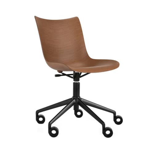 P/Wood Wheelchair natural wood / Moulded wood - Adjustable height - Kartell - Dark wood / Black - Aluminium, Moulded wood plywood, Steel