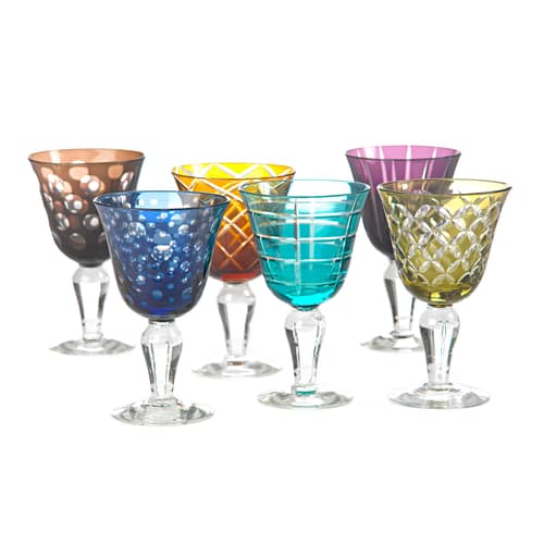 Cuttings Wine glass glass multicoloured / Set of 6 - Pols Potten - Multicoloured - Glass