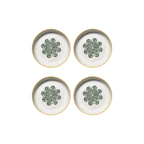 Set de 4 assiettes creuses Bazaar / Ø 21 cm - Serax - Vert & jaune - Grès