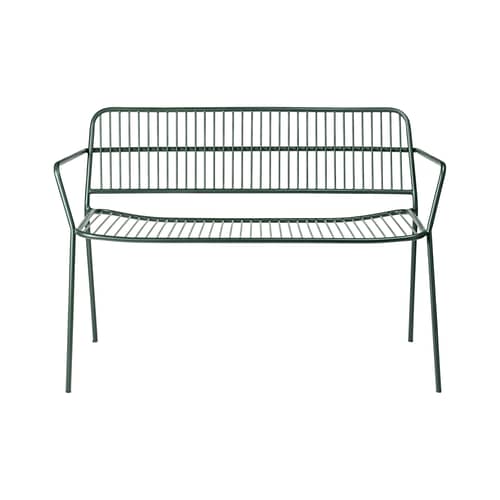 Banc avec dossier Eden métal vert / L 115 cm - BROSTE COPENHAGEN - Vert forêt - Acier thermolaqué