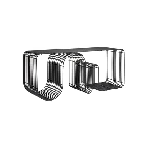 Curva Bench metal black / Shelf - L 100 cm - AYTM - Black & White - Steel