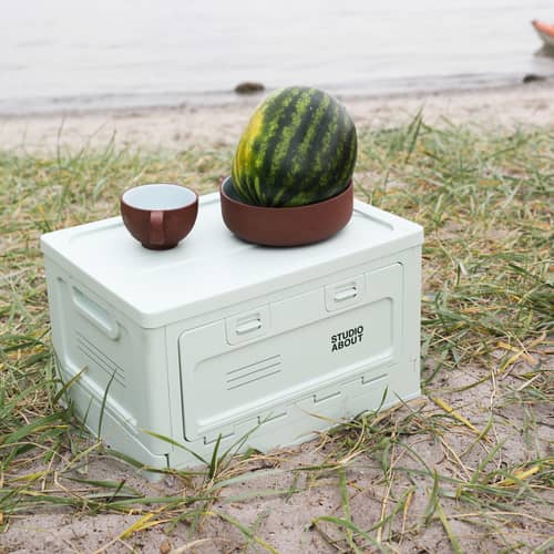 Boîte Box Large plastique vert / 50 x 35,5 x H 29 cm - Empilable - STUDIO ABOUT - Vert menthe - Polypropylène