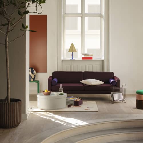 Canapé droit Wind tissu bleu / L 200 cm - Velours - BROSTE COPENHAGEN - Bleu foncé - Aggloméré, Chêne huilé teinté, Mousse, Velours polyester