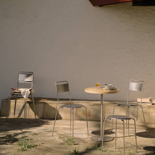 Chaise empilable Petit Rond métal - Frama  - Acier brossé - Acier inoxydable brossé