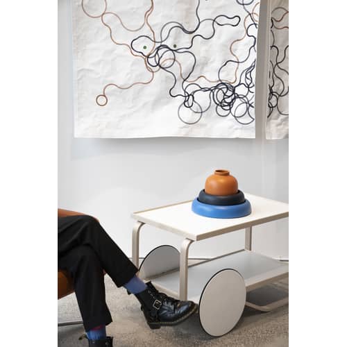 Coppa Omar 01 ceramica blu / Small - Ø 23,5 x H 9,5 cm / Fatta a mano - raawii - Blu scuro - Ceramica smaltata