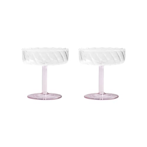Set de 2 coupes à champagne Twirl - & klevering - Rose - Verre