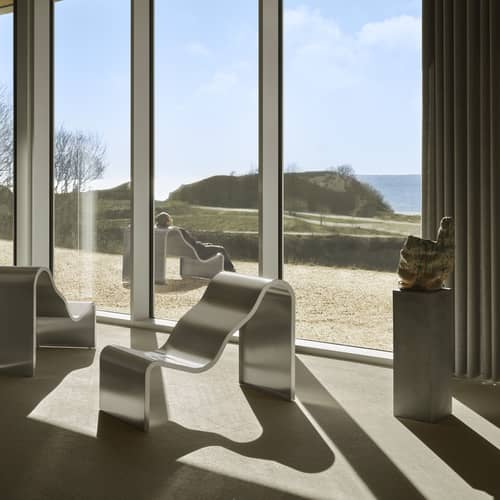 Fauteuil Dream View Bench métal argent / L 60 cm - Muuto - Acier brossé - Acier inoxydable brossé