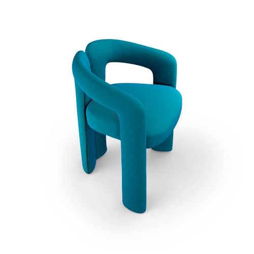Gepolsterter Sessel Dudet textil blau / Patricia Urquiola, 2021 - CASSINA - Blau - Gewebe, Polyurethan-Schaum, Spanngurt, elastisch, Stahl