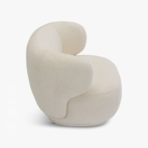 Gepolsterter Sessel Giulia textil weiß - NV GALLERY - Naturfarben (gekräuselt) - FSC-zertifiziertes Holz, High Density-Schaum, Schlingenpol