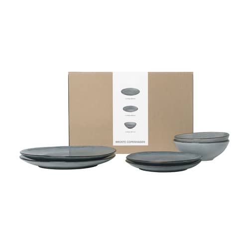 Geschirr-Set Nordic Sea keramik blau / 2 Personen - 6 Zimmer - BROSTE COPENHAGEN - Blau gestreift beige - Sandstein
