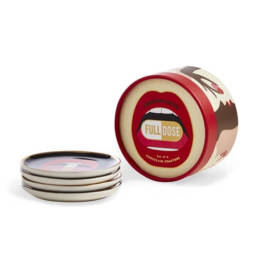 Glasuntersetzer Full Dose keramik schwarz gold / 4 - er-Set Porzellan - Jonathan Adler - Full Dose / Schwarz & Gold - Porzellan