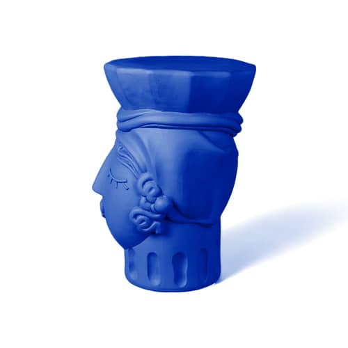 Hocker Magna Graecia - Testa di Moro Woman keramik blau - Seletti - Kobaltblau - Terrakotta