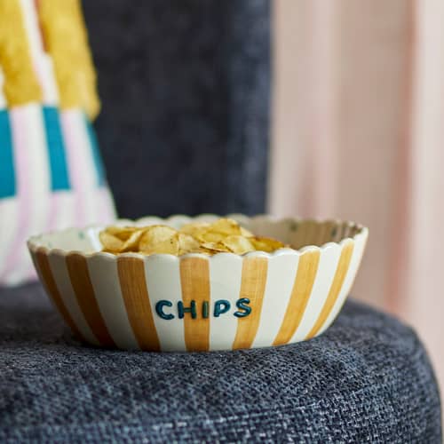 Insalatiera Chip - Pop Corn ceramica giallo / Ø 24 x 7 cm - Bloomingville - Chips / Giallo / Ø 24 x H 7 cm - Gres