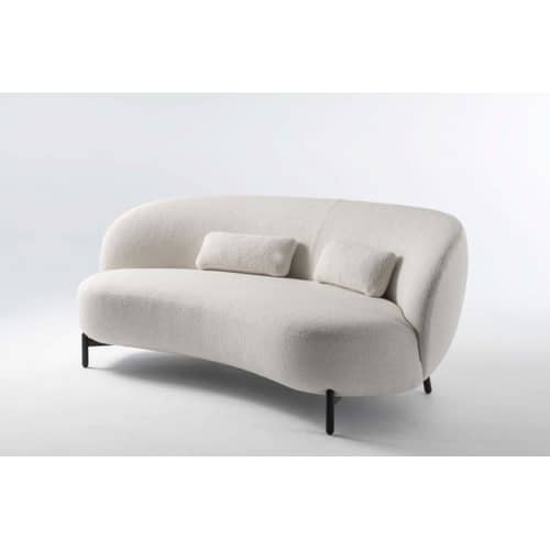 Kissen Lunam textil weiß / 50 x 35 cm - Bouclé-Stoff - Kartell - Weiß (Bouclé-Stoff Orsetto) / Stuhlbeine schwarz - Gänsefeder, Schlingenpol, Viskosefaser